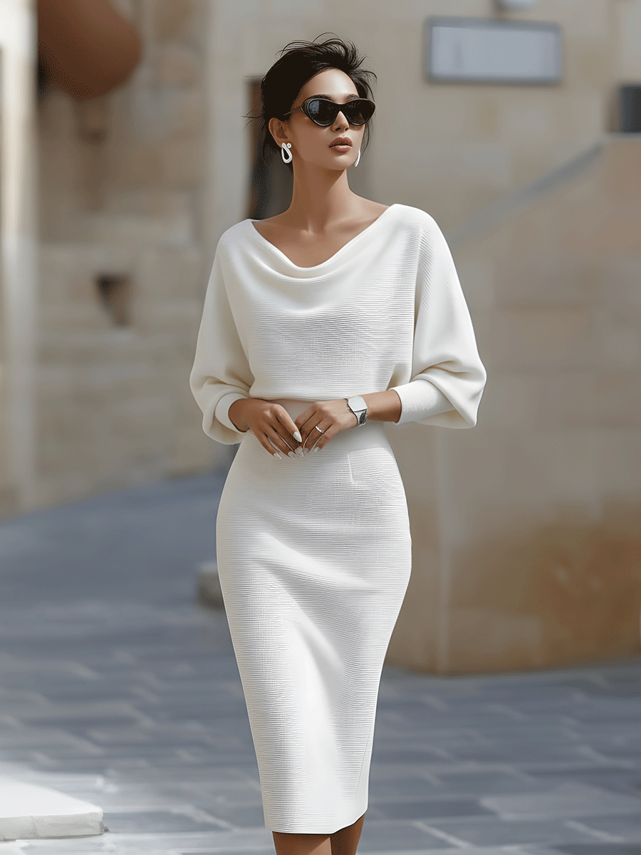 Amalia | Draperet midi-pencilkjole