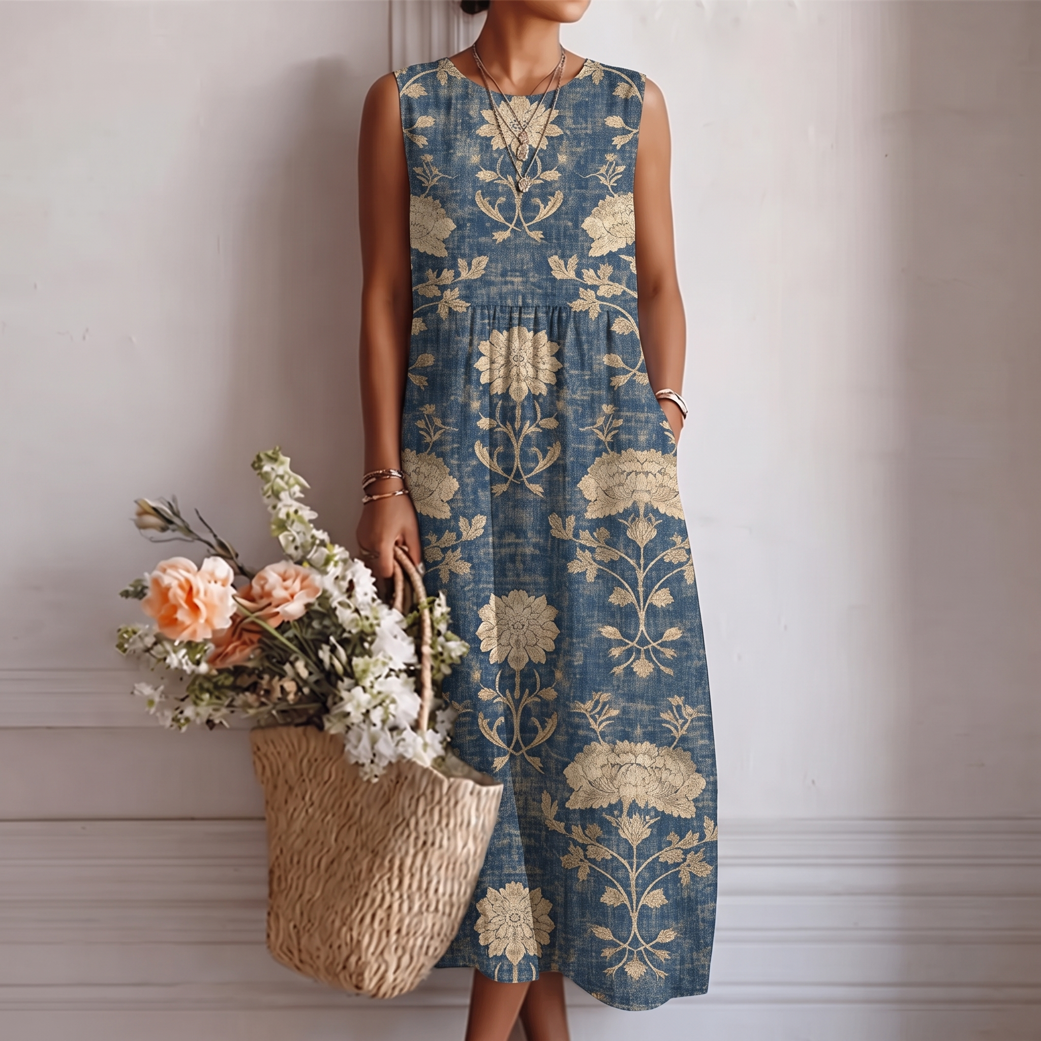 Alberte™ | Klassisk midi-kjole med blomstermønster