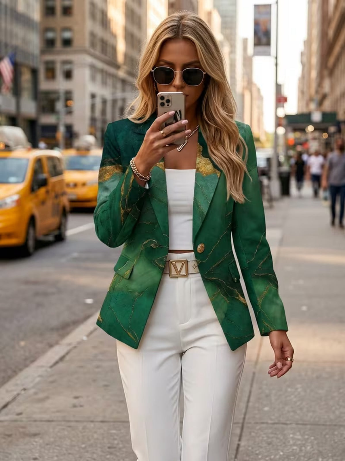 Liv | Taillieret blazer med marmoreffekt