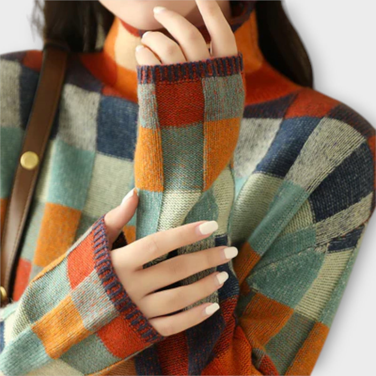 Patricia™ - Patchwork rullekrave striktrøje