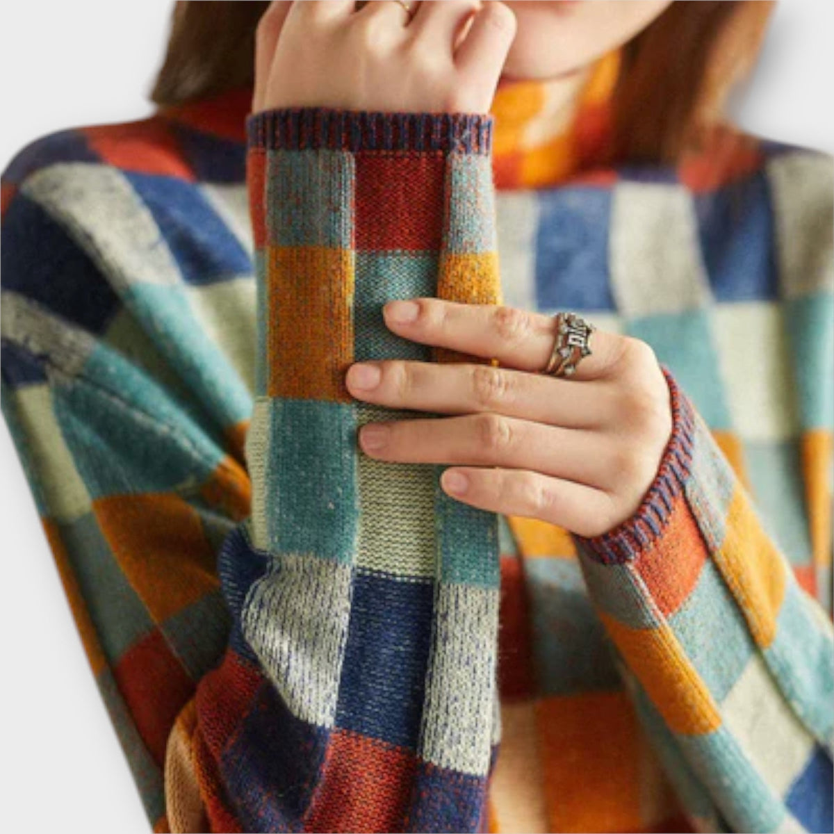 Patricia™ - Patchwork rullekrave striktrøje