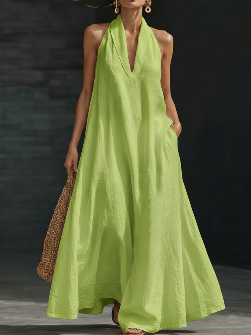 Aveline | Halter-maxikjole med elegant fald