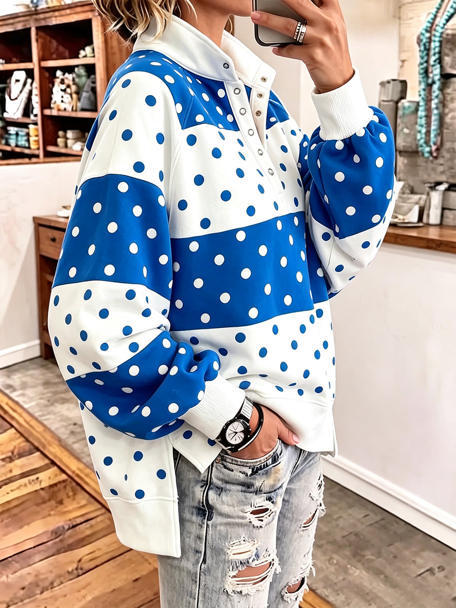 Selma | Sweatshirt med prikker og knapkrave