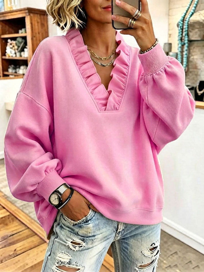 Frida | Oversized sweatshirt med flæsekant