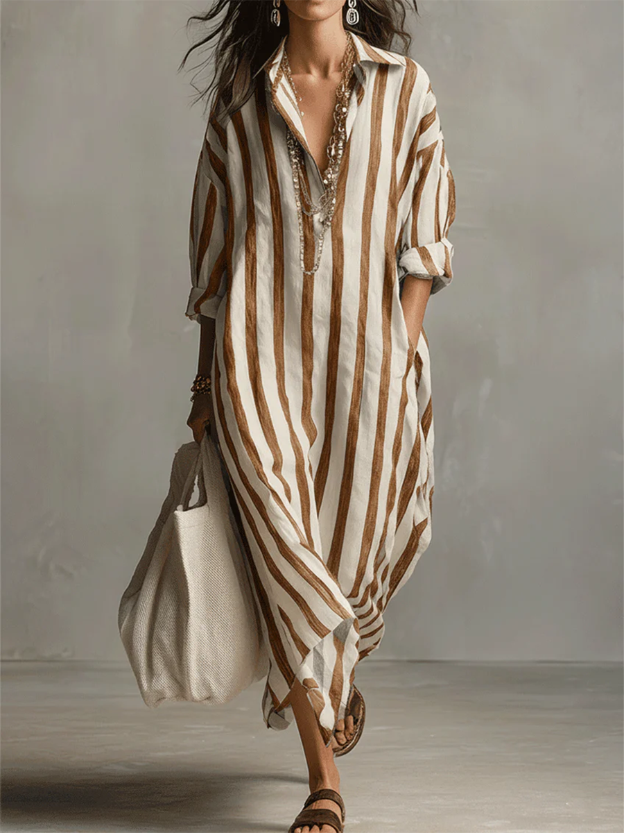 Liora | Oversized stribet maxikjole