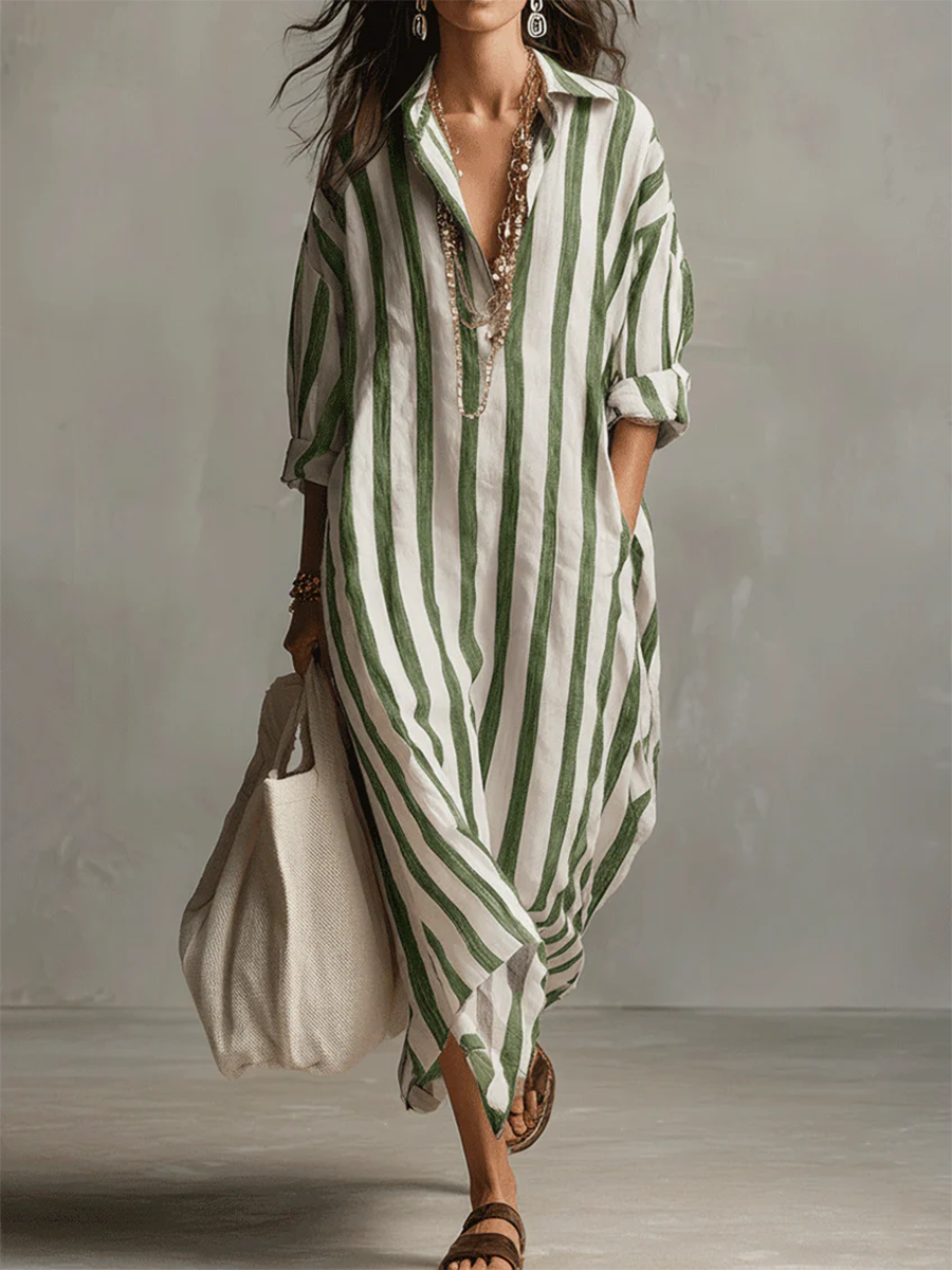 Liora | Oversized stribet maxikjole