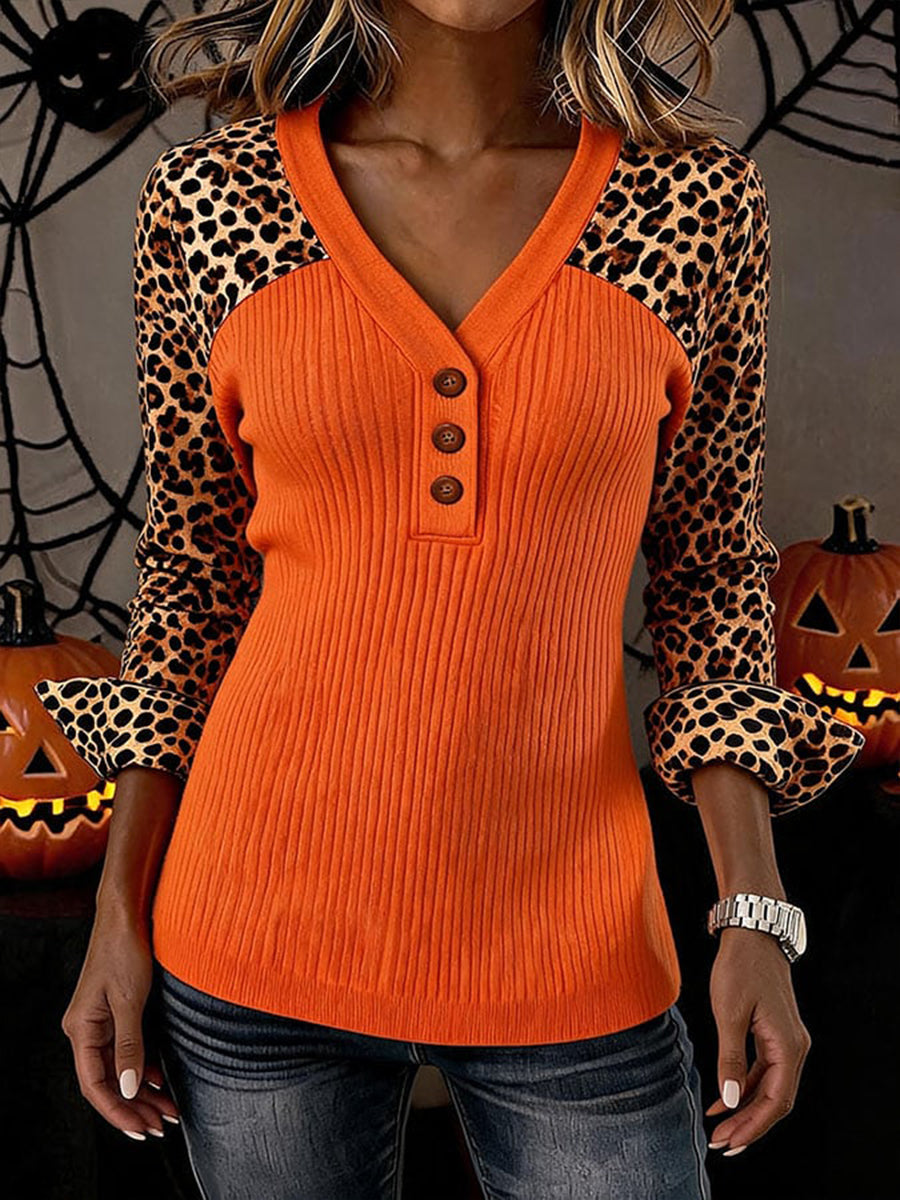 Karla | Henley-top med leopardærmer