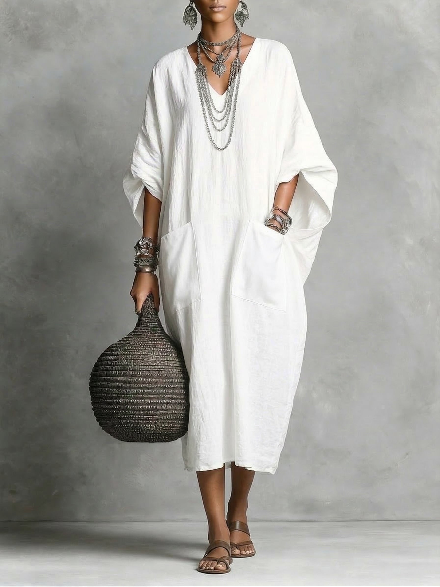 Kaia | Afslappet kaftan-maxikjole