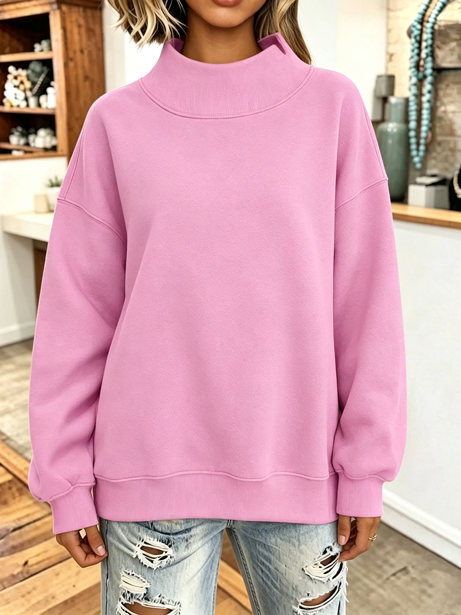 Rosa | Oversized sweatshirt med høj hals