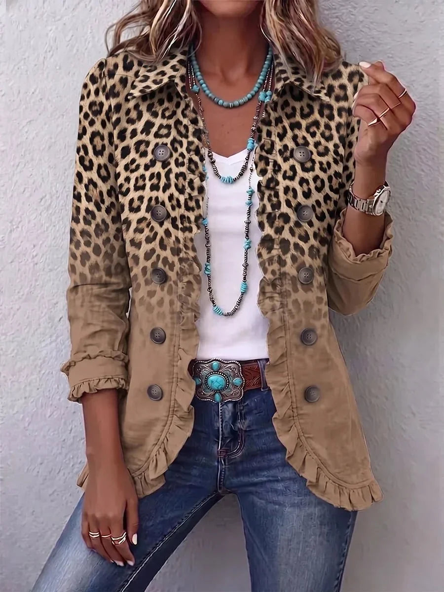 Tawny | Vintage flæsejakke med leopardfarveforløb