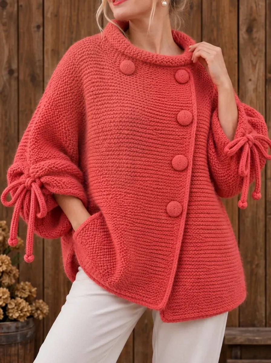 Saga | Chunky cardigan med asymmetriske knapper