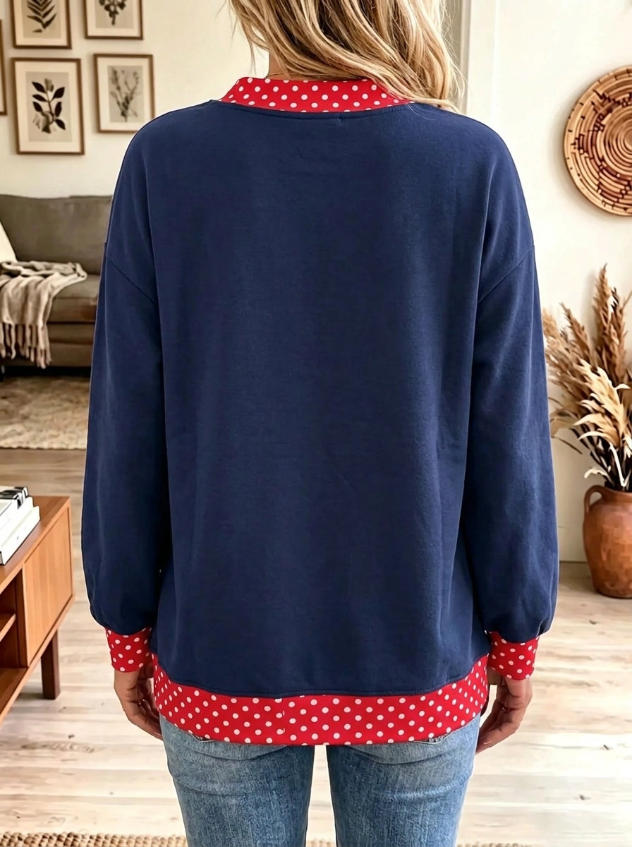 Maja | Sweatshirt med prikkede kontrastkanter