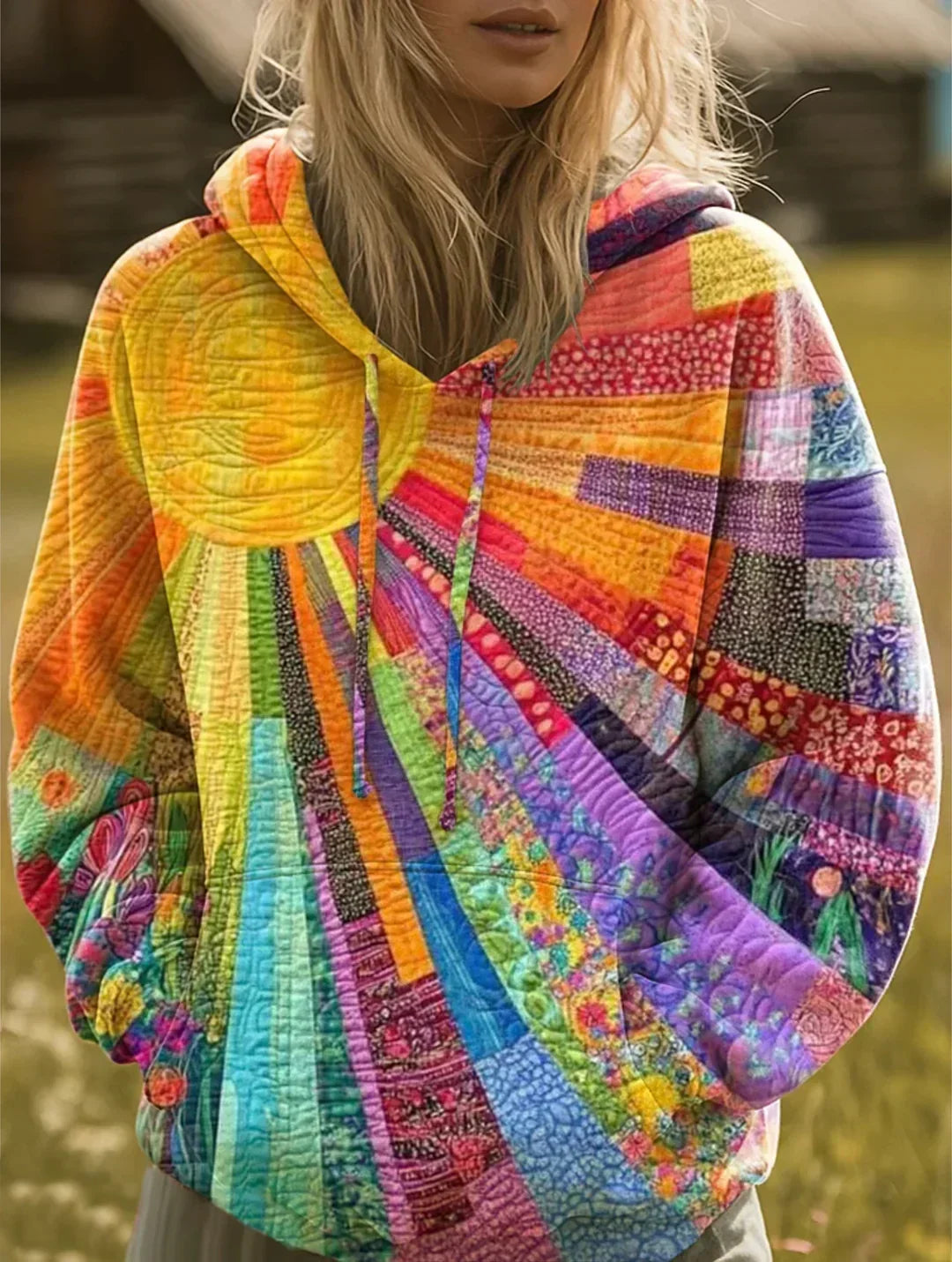 Daniela | Hættetrøje med boheme patchwork