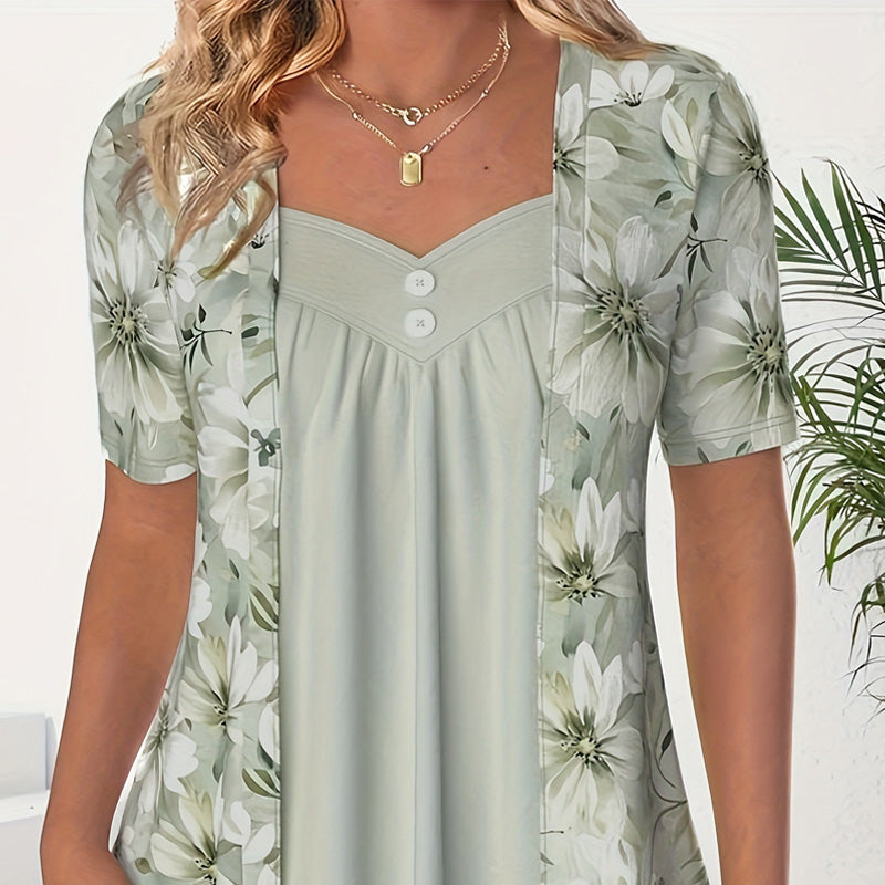 Liv | Boho-top med asymmetrisk blomsterpatchwork