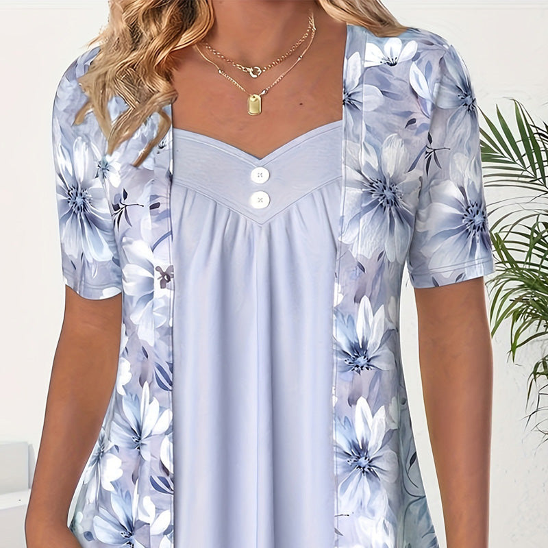 Liv | Boho-top med asymmetrisk blomsterpatchwork