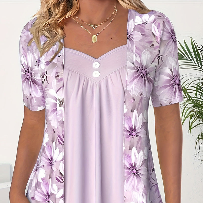 Liv | Boho-top med asymmetrisk blomsterpatchwork