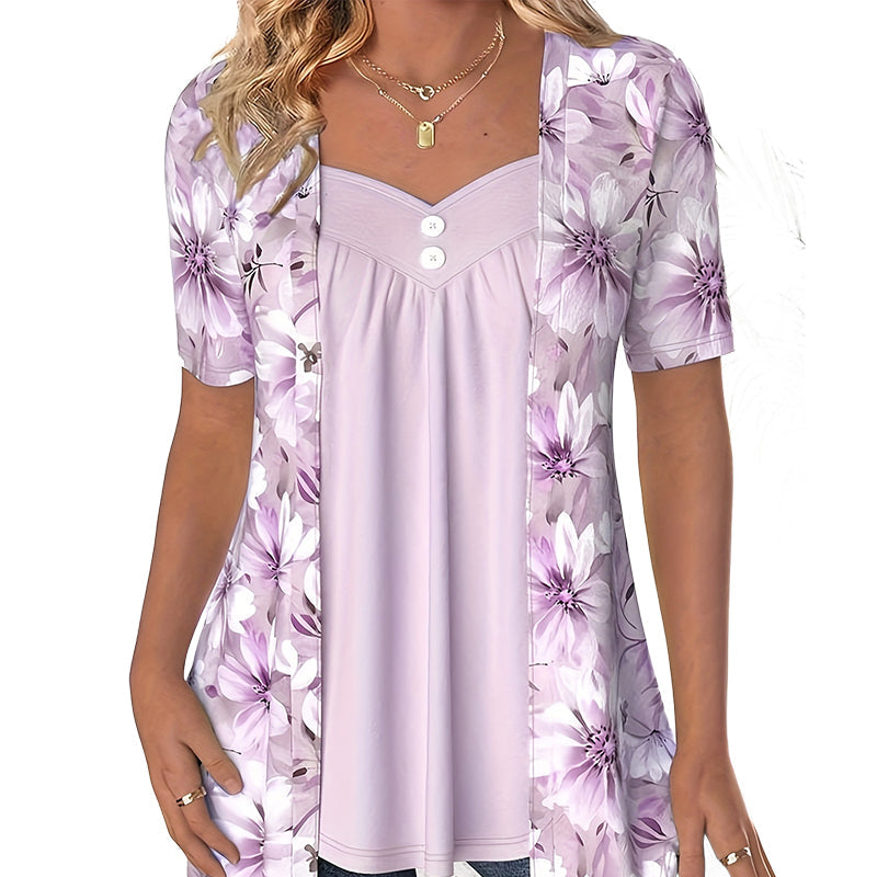 Liv | Boho-top med asymmetrisk blomsterpatchwork