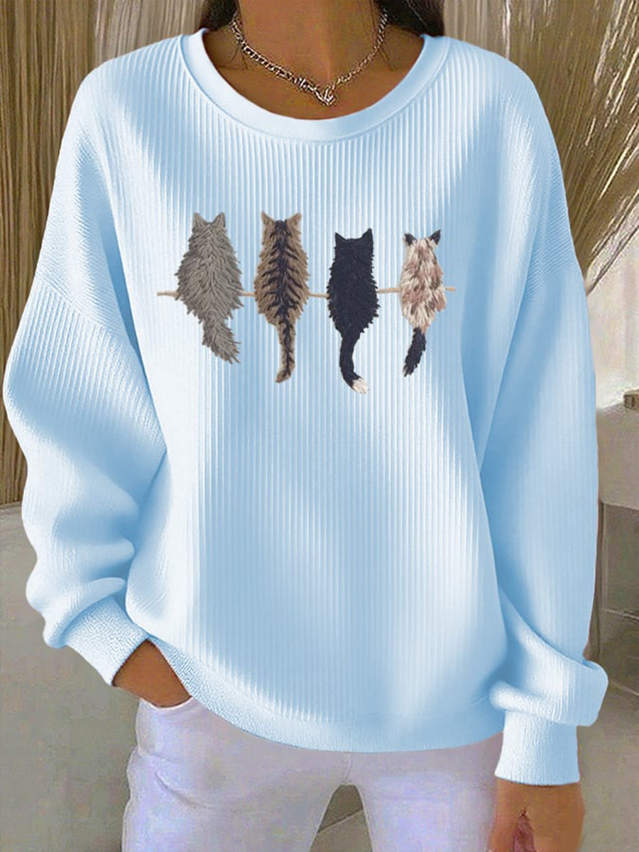 Line | Sweatshirt med kattesilhuet og print