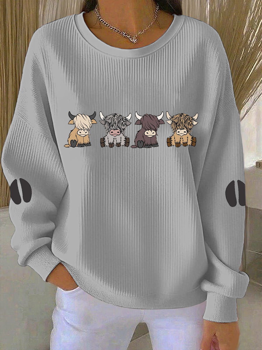 Emilie | Sweatshirt med højlandskvæg og print