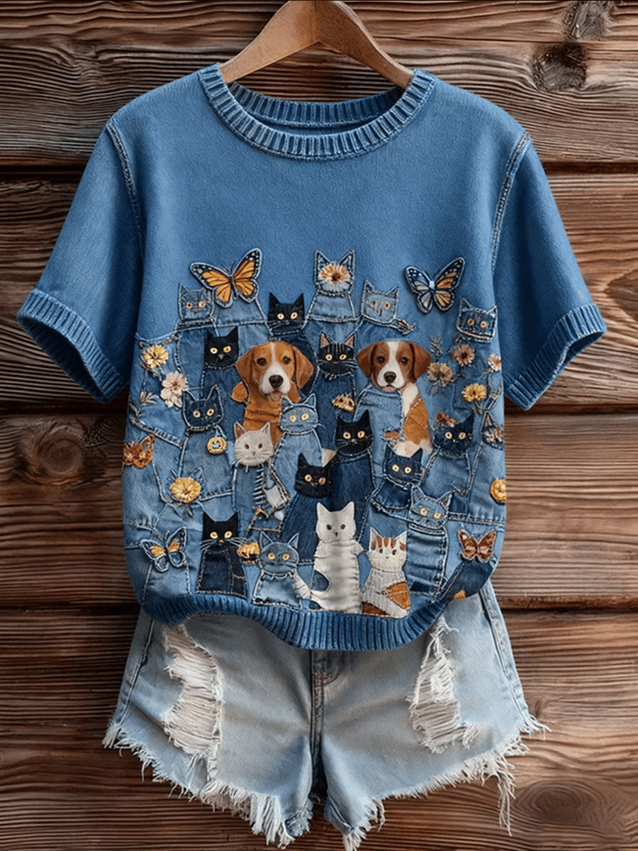 Isabella | T-shirt med katte og hunde