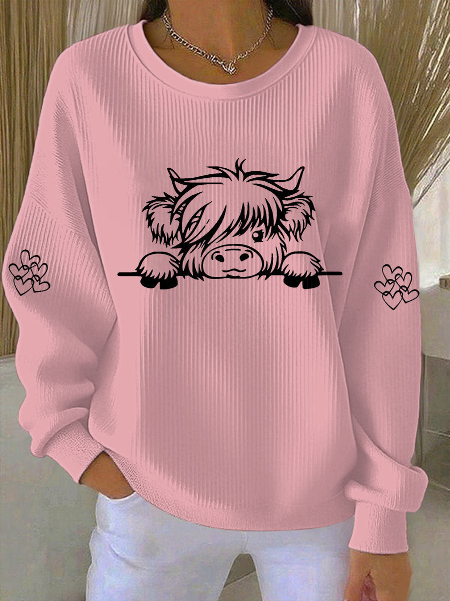 Kaya | Sweatshirt med højlandskvæg og print