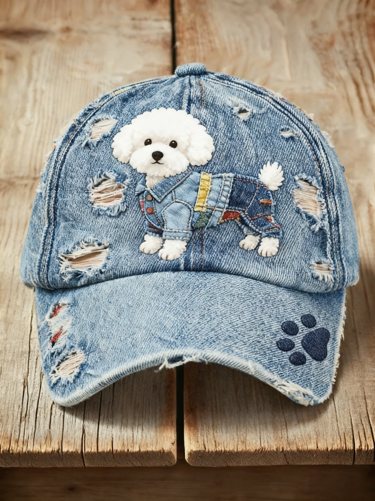 Marie Sofie | Denimkasket med denim patchwork og kunstprint