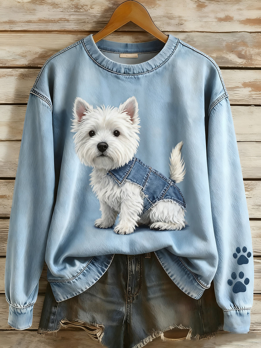 Laura Sofie | Sweatshirt med patchwork og dyreprint og kunstprint