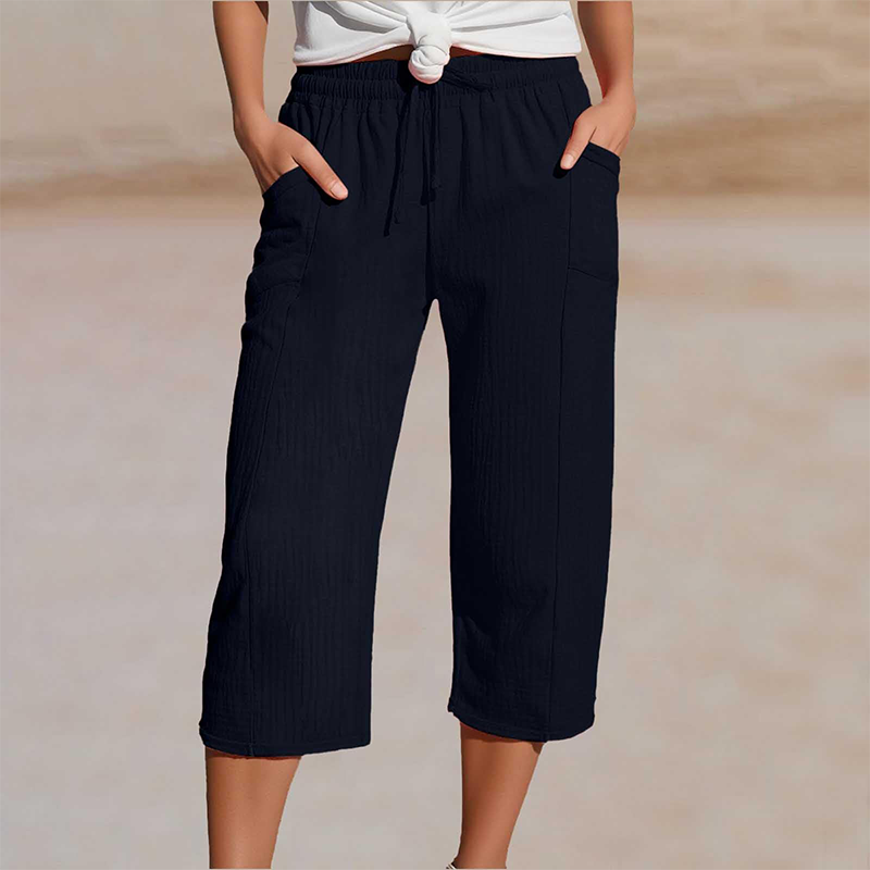Astrid | Plisserede 9/10-bukser i bomulds-linnedlook