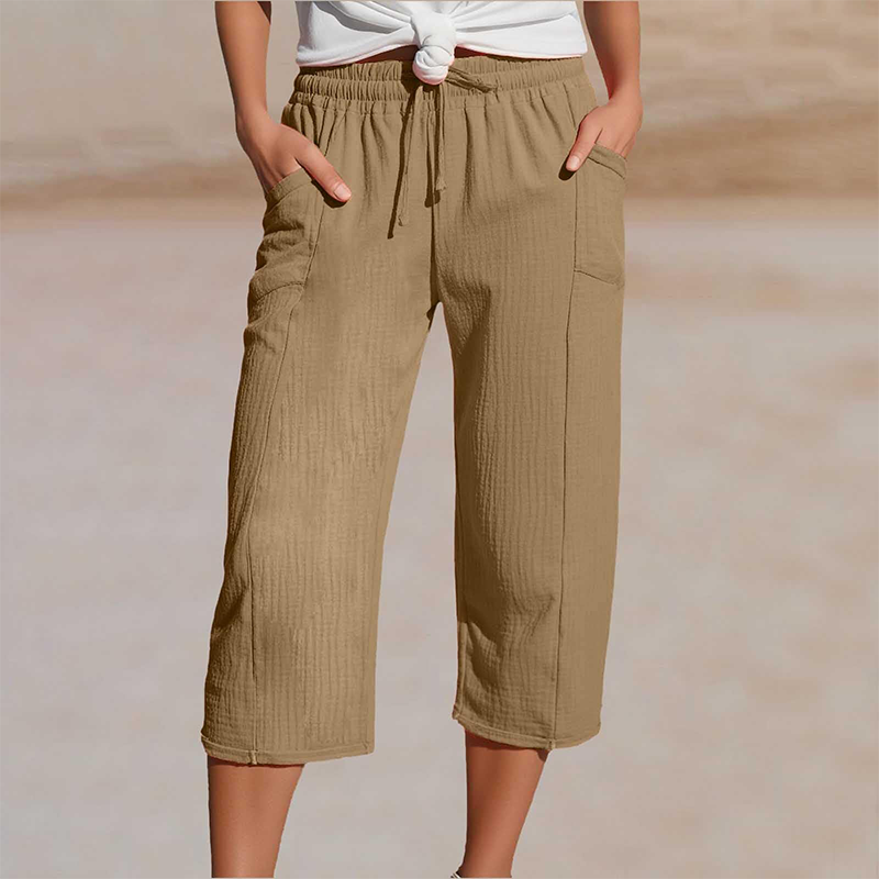 Astrid | Plisserede 9/10-bukser i bomulds-linnedlook