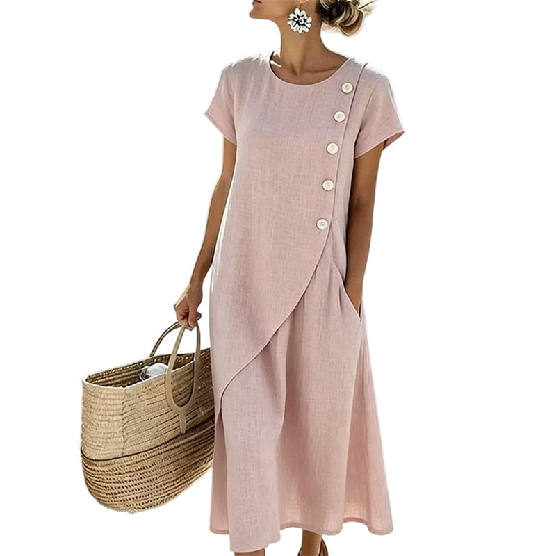 Mille – Let midi-kjole med asymmetriske knapper
