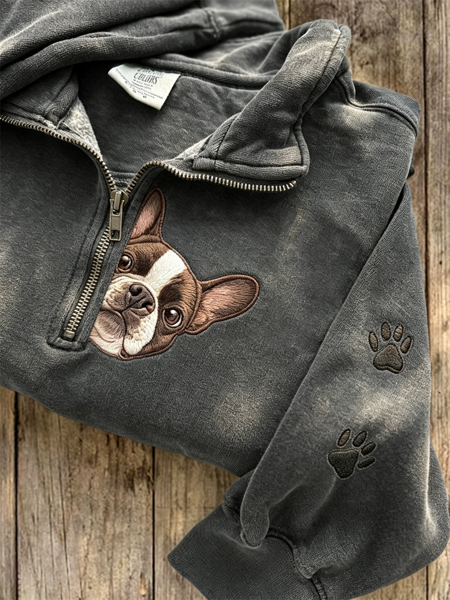 Agnes | Sweatshirt med fransk bulldog og poteprint