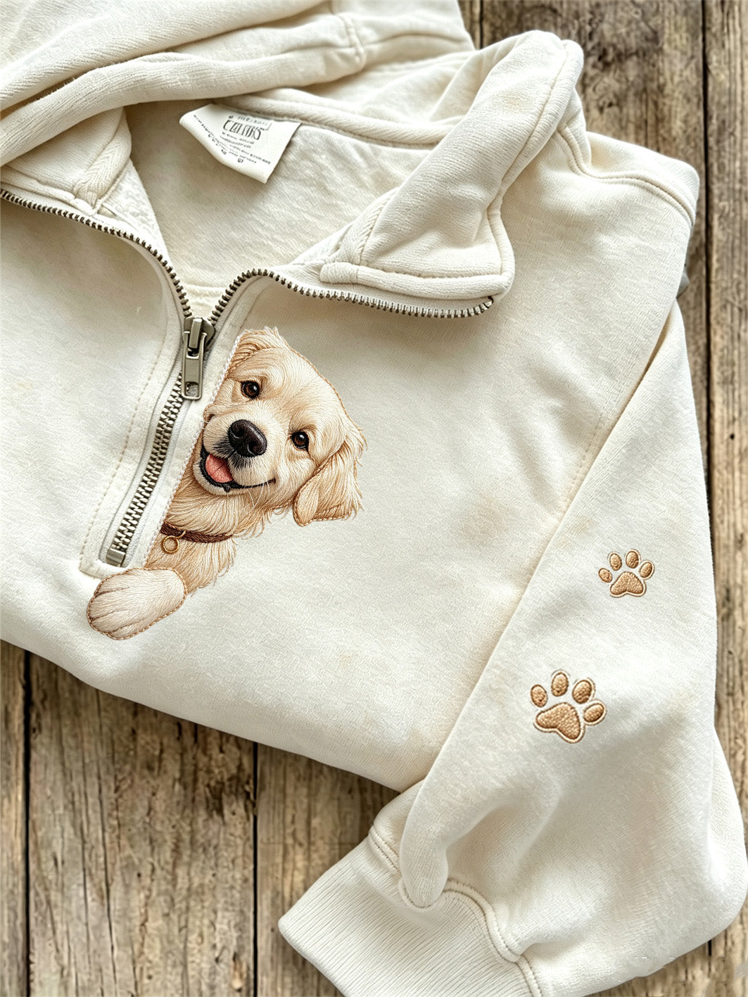 Luna | Sweatshirt med lynlås med hund og print