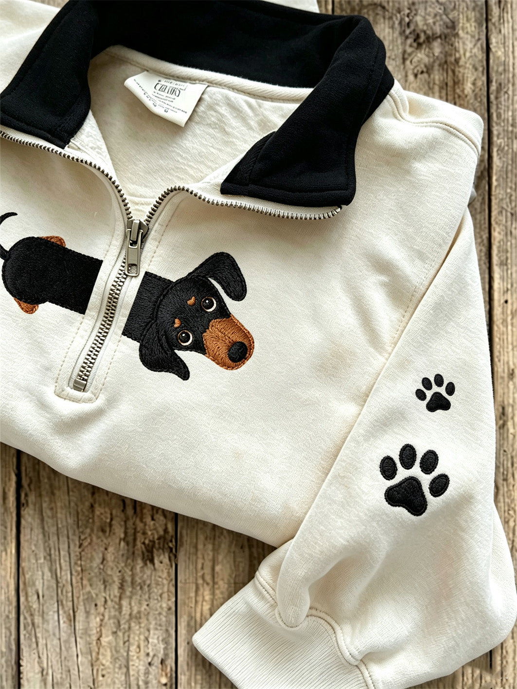 Clara | Sweatshirt med lynlås med hund og print