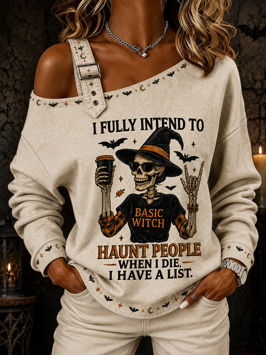 Victoria | Sweatshirt med dyremotiv med print og halloweentema