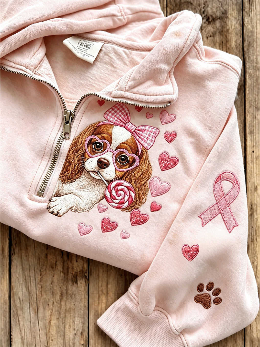 Ditte | Sweatshirt med lynlås med hund og print