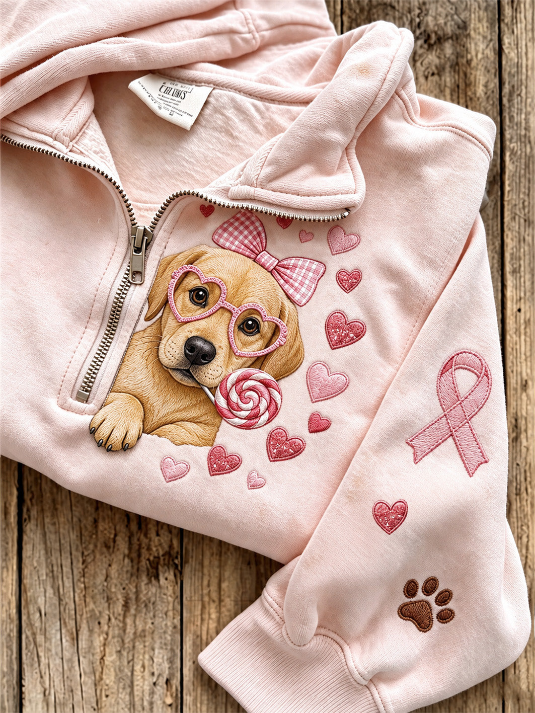 Nina | Sweatshirt med lynlås med hund og print