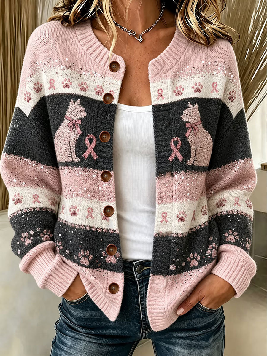 Thea | Cardigan med katteprint