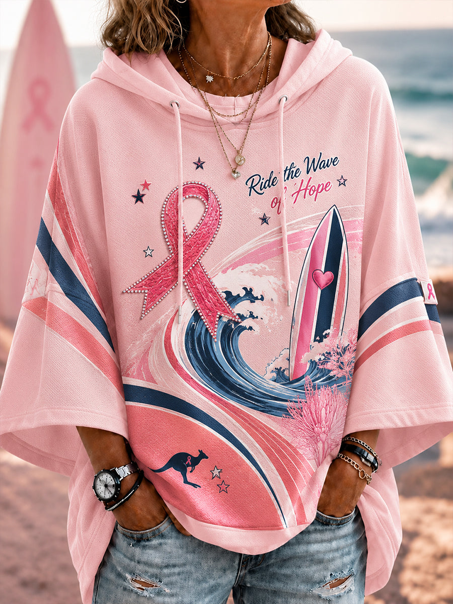 Ida | Kortærmet hoodie med lyserødt støtteprint