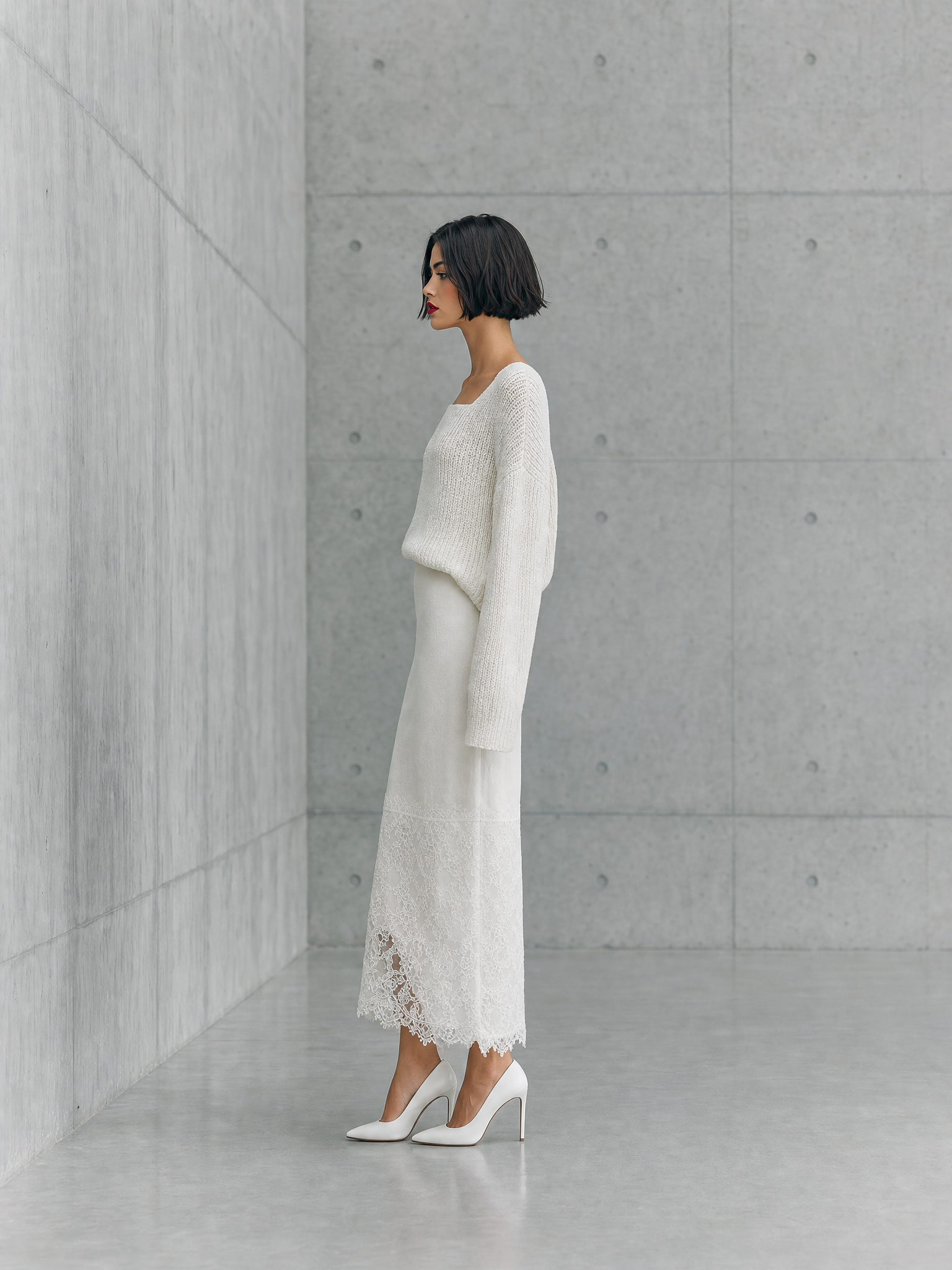 Iselin | Blonde bomuldslook sweater- og nederdelssæt