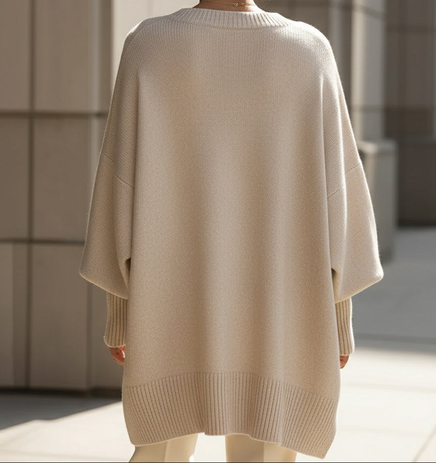 Jennifer | Oversized striktrøje med bred hals