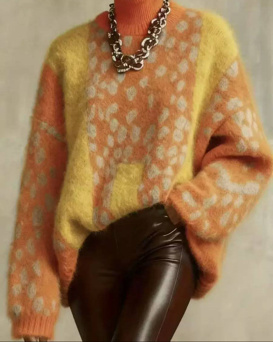 Rhodora | Rollkravebluse med leoparddetaljer