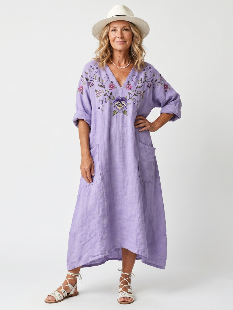 Tavi | Blomstret oversized midikjole med lommer