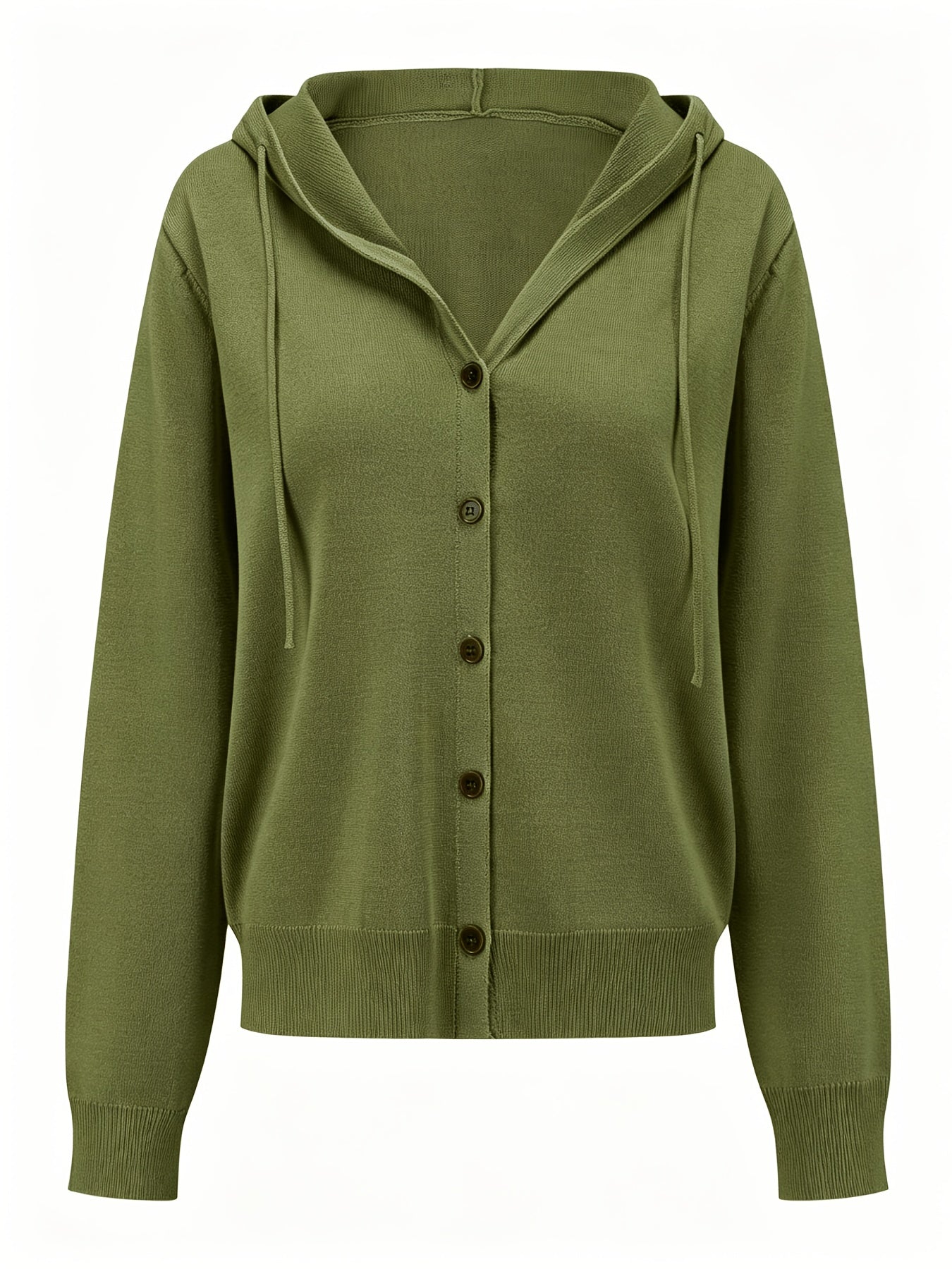 Signe | Militærgrøn cardigan med hætte og knapper