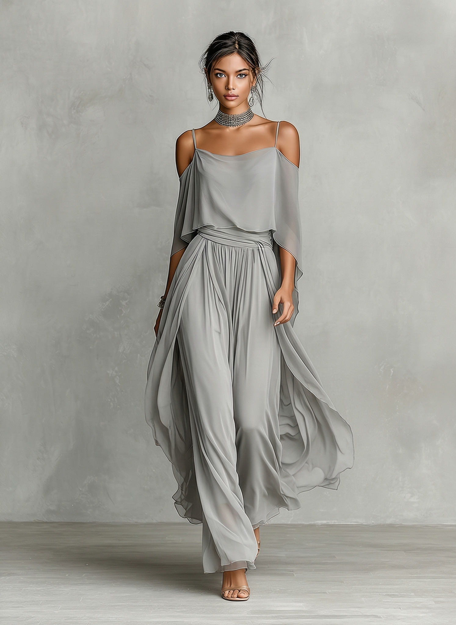 Agnes | chiffon top- og buksesæt