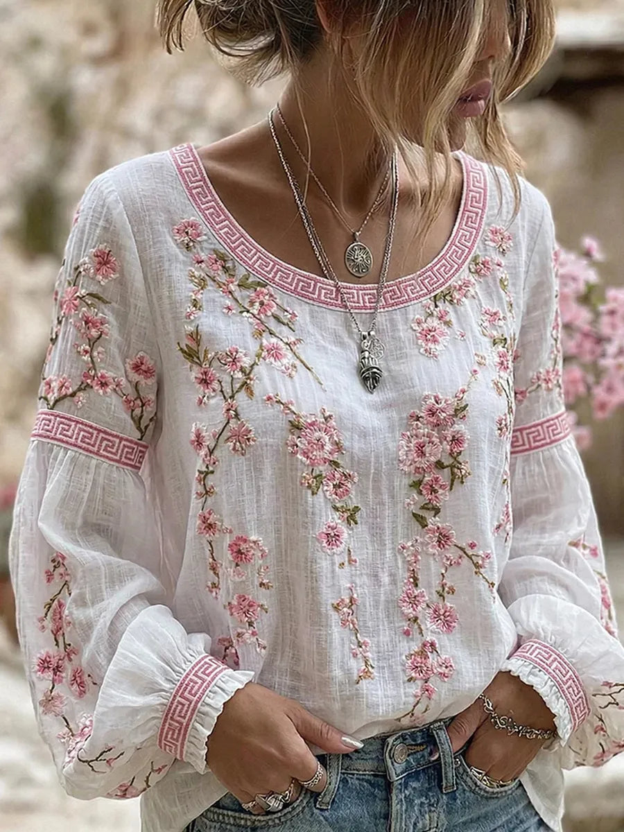 Mary | Bluse med lyserøde blomster