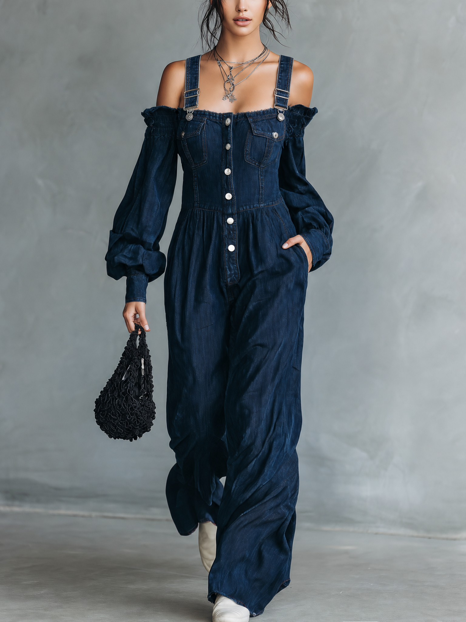 Vera | Afslappet denim-jumpsuit med lange ærmer