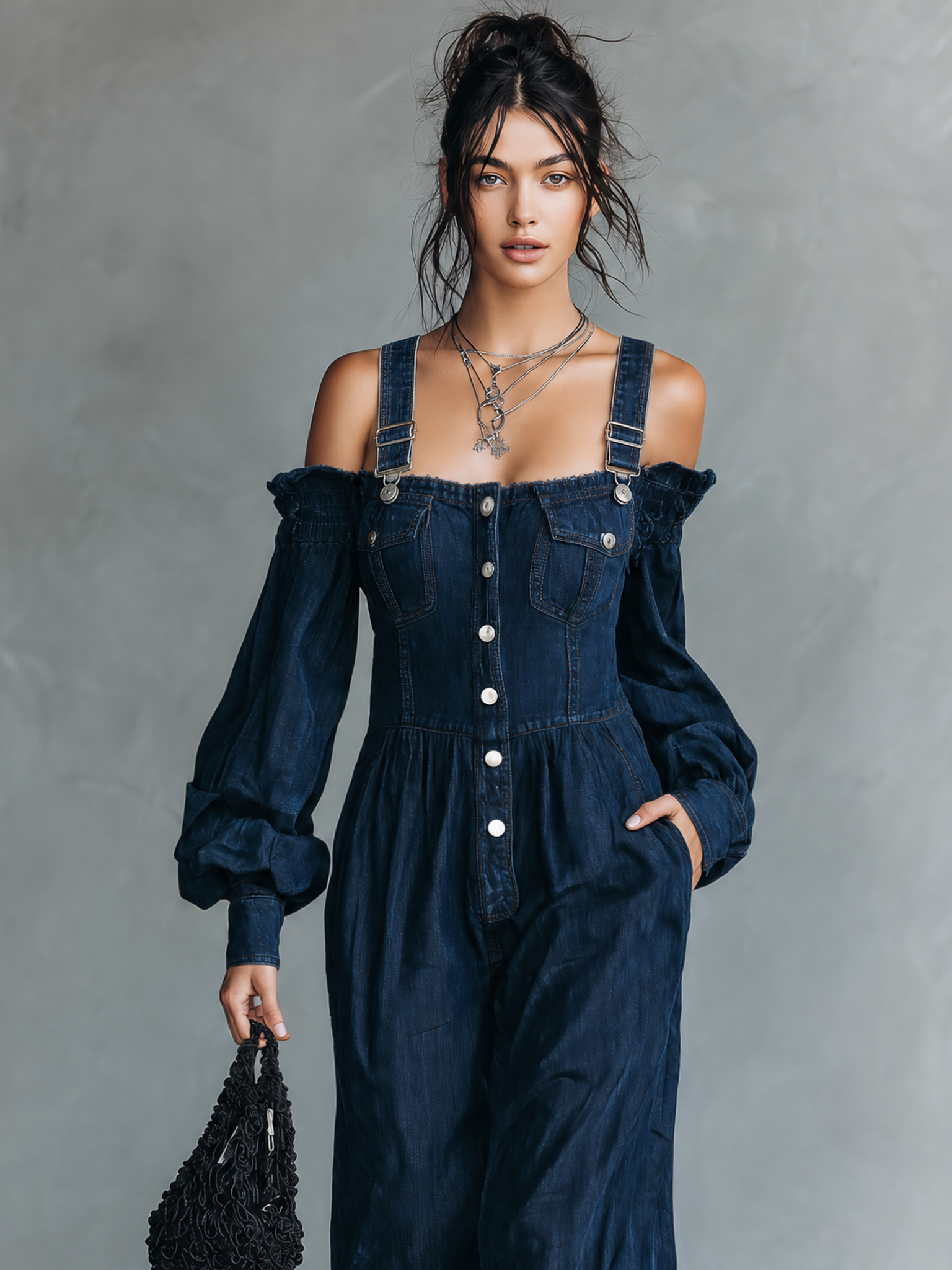 Vera | Afslappet denim-jumpsuit med lange ærmer