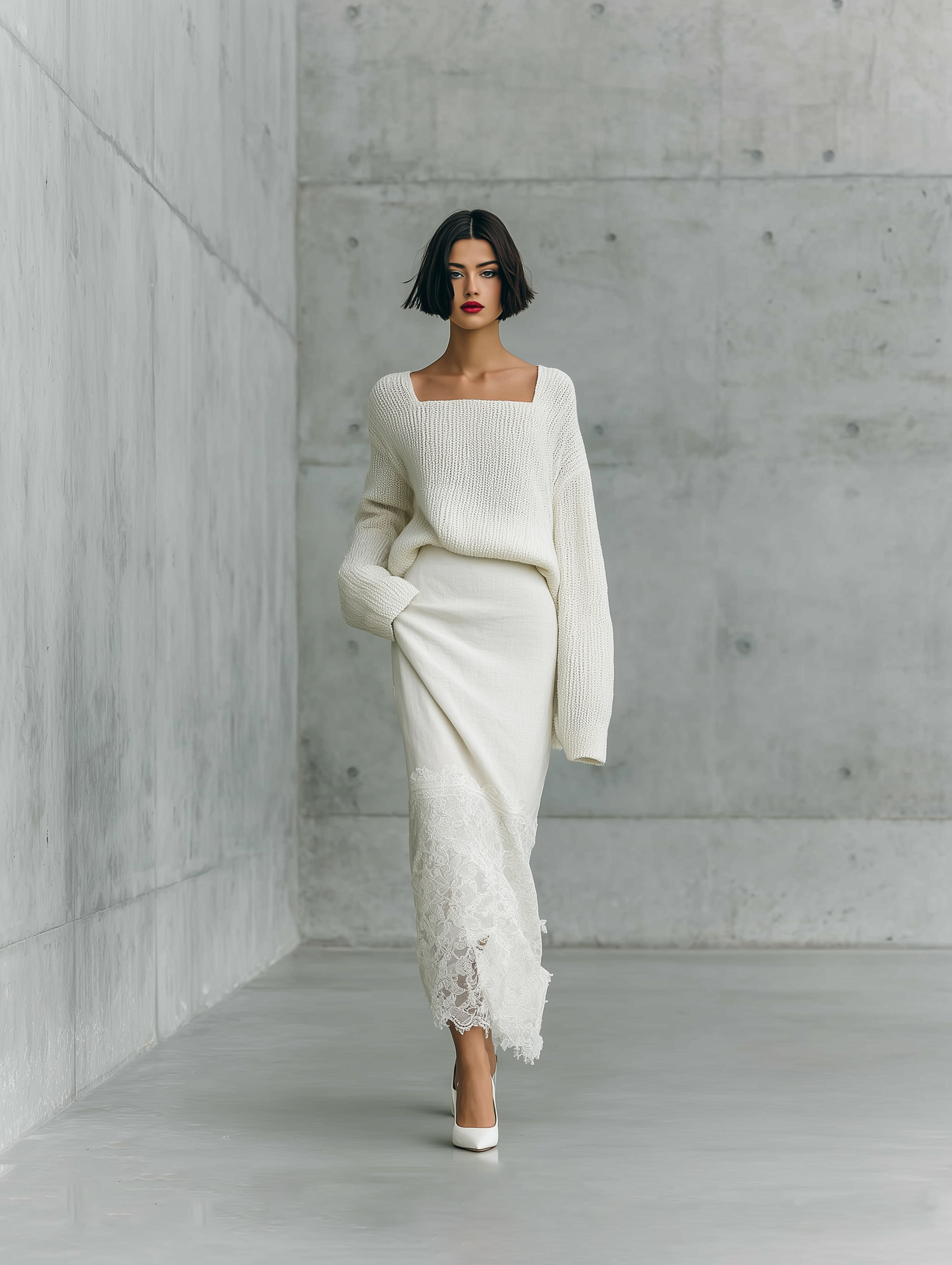 Iselin | Blonde bomuldslook sweater- og nederdelssæt