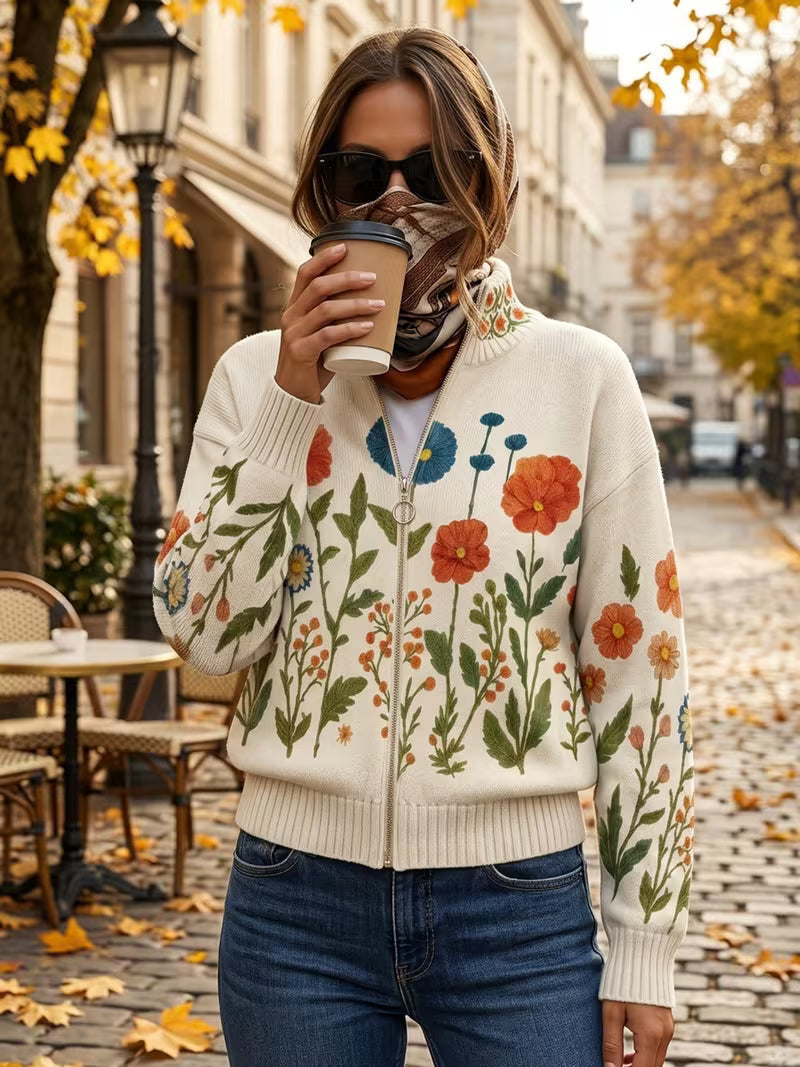 Juniper | Lynlås-cardigan med vilde blomster