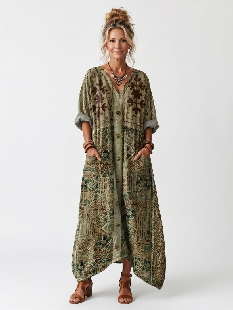 Aleta | Oversized midikjole med knaplukning og lommer